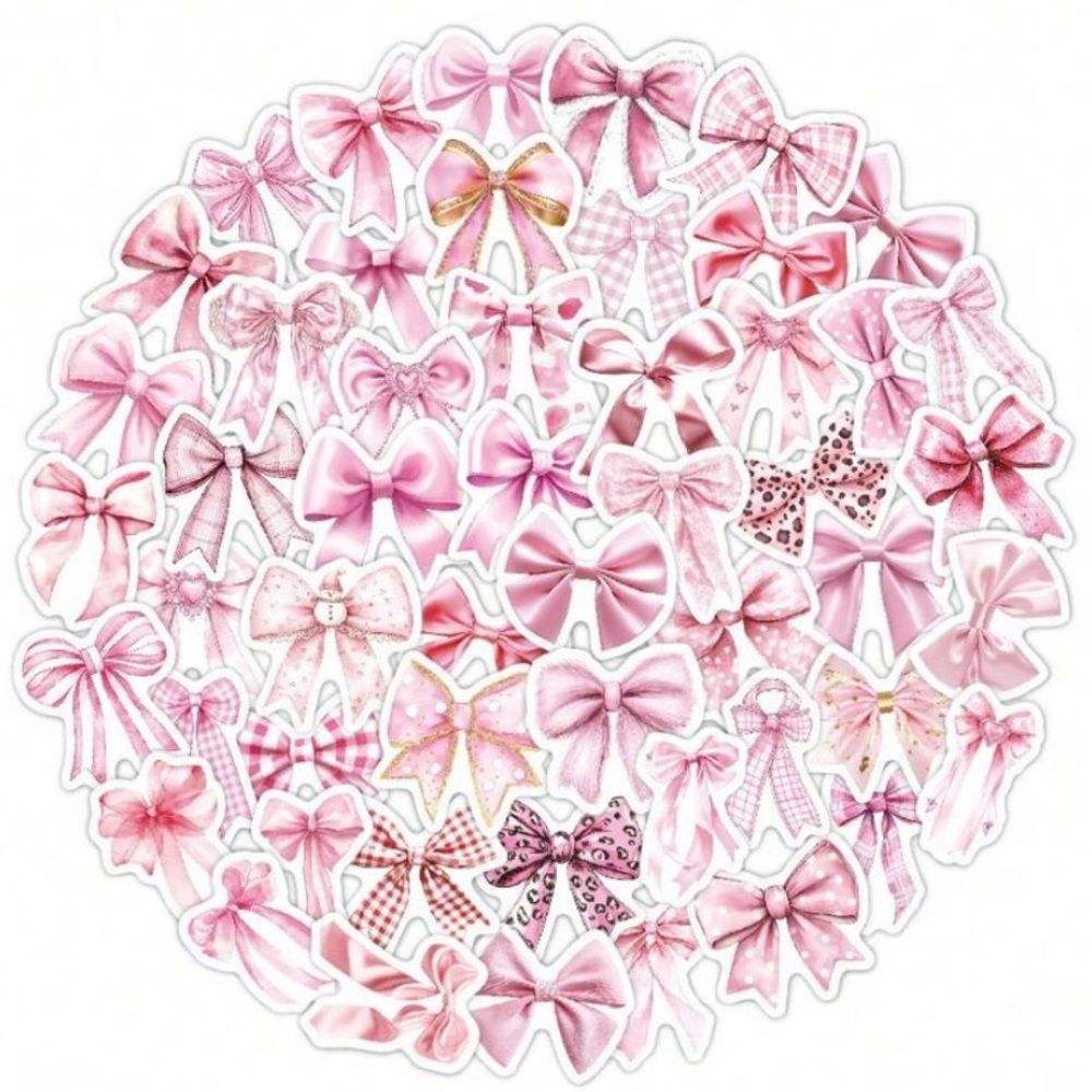 Assorted Pink Bow Stickers pack of 15